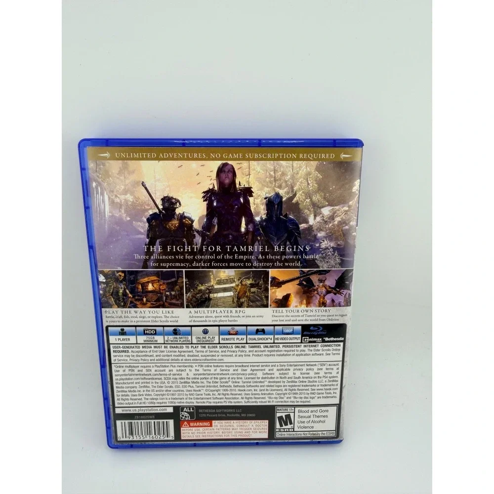 The Elder Scrolls Online Tamriel Unlimited PS4 PlayStation 4 Bethesda CUSA-00132